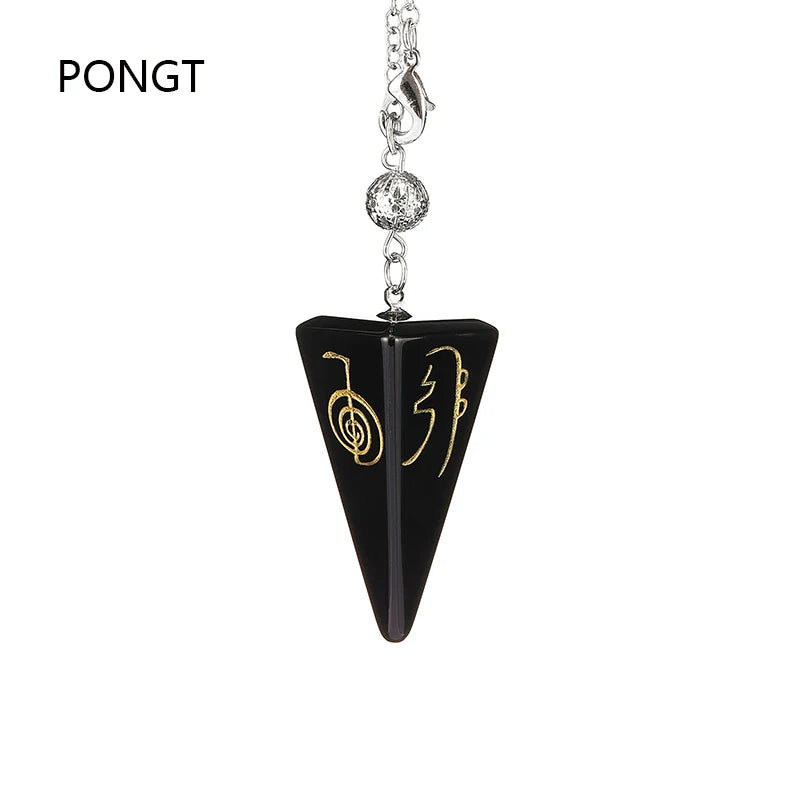 Spiritual Abacus Obsidian Carved Pendulum Pyramid
