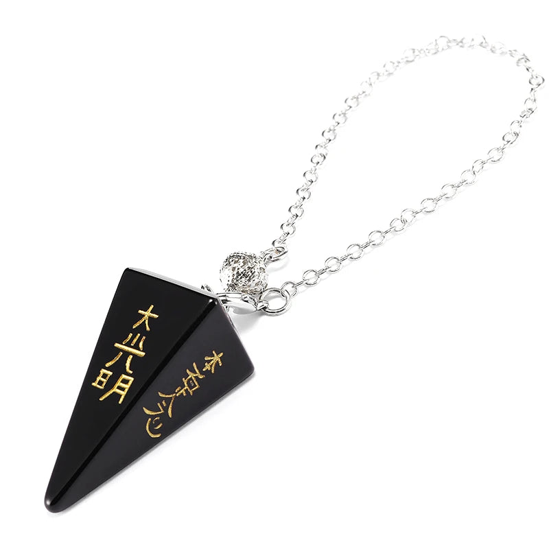 Spiritual Abacus Obsidian Carved Pendulum Pyramid