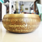 🥣 Nepal Handmade Singing Bowl Set – Buddha Mantra Design