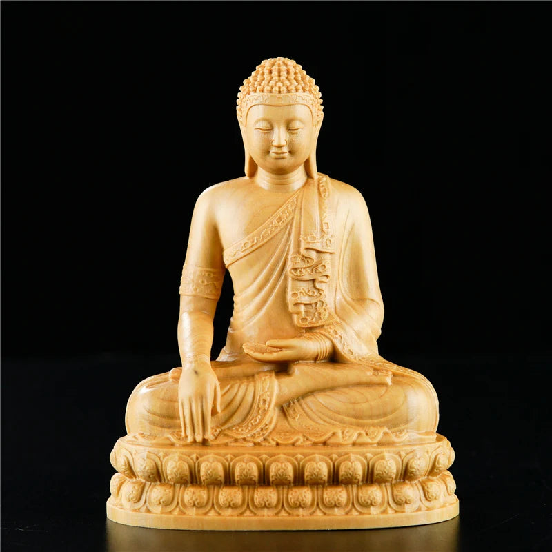 Spiritual Abacus – Thai Hand-Carved Wooden Meditating Buddha With Lotus Base – Zen Altar Figurine for Home, Office & Sacred Spaces