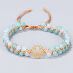 Spiritual Abacus Hand-Woven Double Layer Natural Stone Bracelet with Om & Lotus