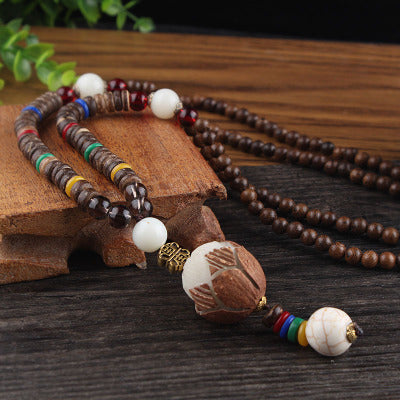 Spiritual Abacus™ Retro Buddha Beads Sweater Chain – Long Boho Meditation Necklace