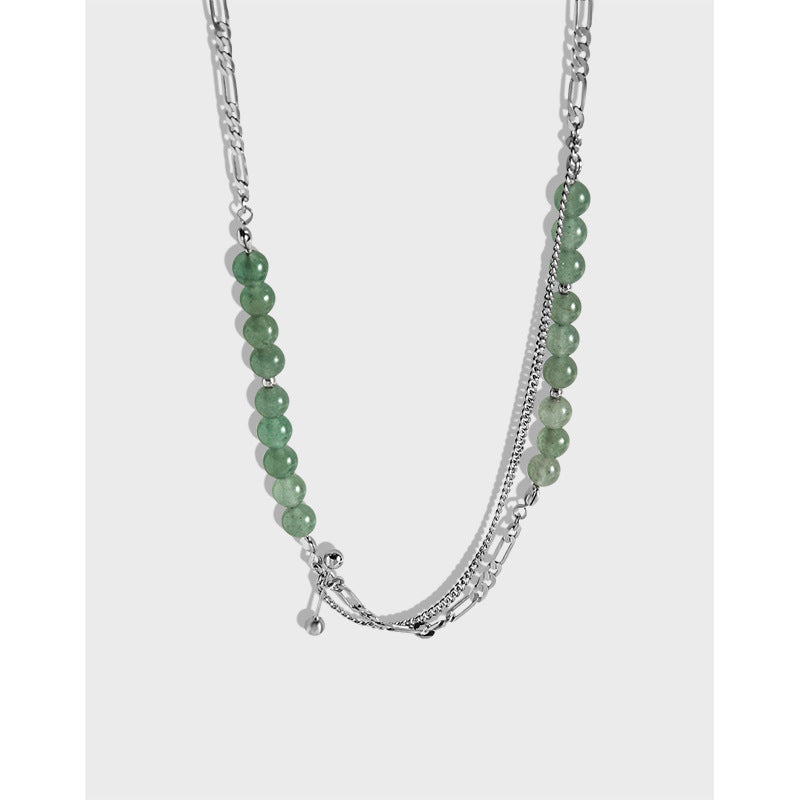 Spiritual Abacus Natural Green Aventurine Clavicle Chain Necklace for Women