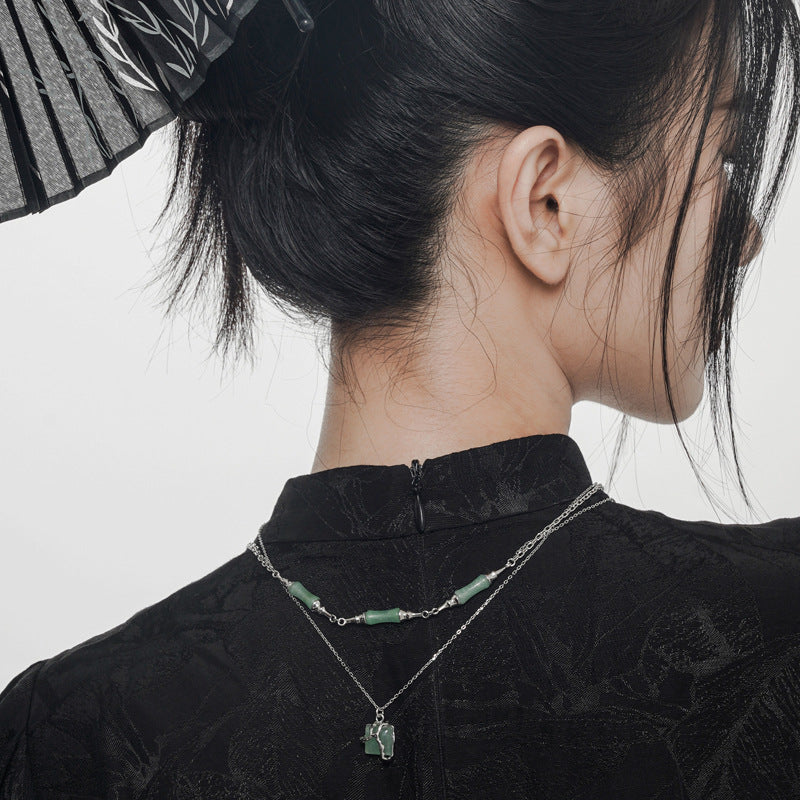Spiritual Abacus Style Square Bead Green Aventurine Pendant
