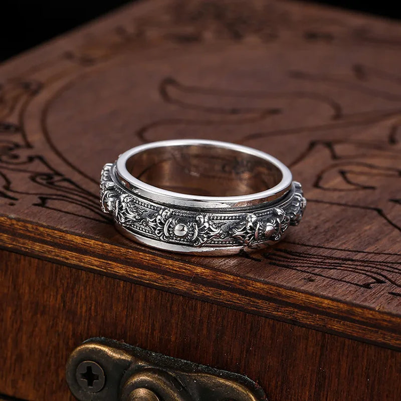 Spiritual Abacus 🔄 925 Sterling Silver Tibetan Spinning Ring – Vajra Dorje Design