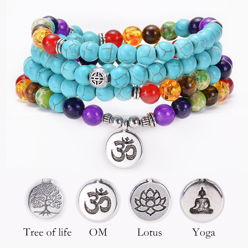 Spiritual Abacus™ Yoga OM Tree of Life & Lotus Pendant Bracelet