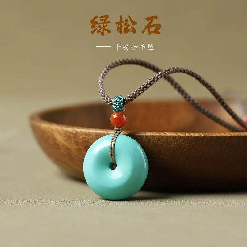 Spiritual Abacus High Porcelain Turquoise Bread Ring Safety Buckle Pendant