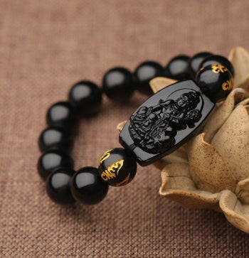 Spiritual Abacus™ Obsidian Buddha Bracelet – Grounding & Mindfulness Beaded Jewelry