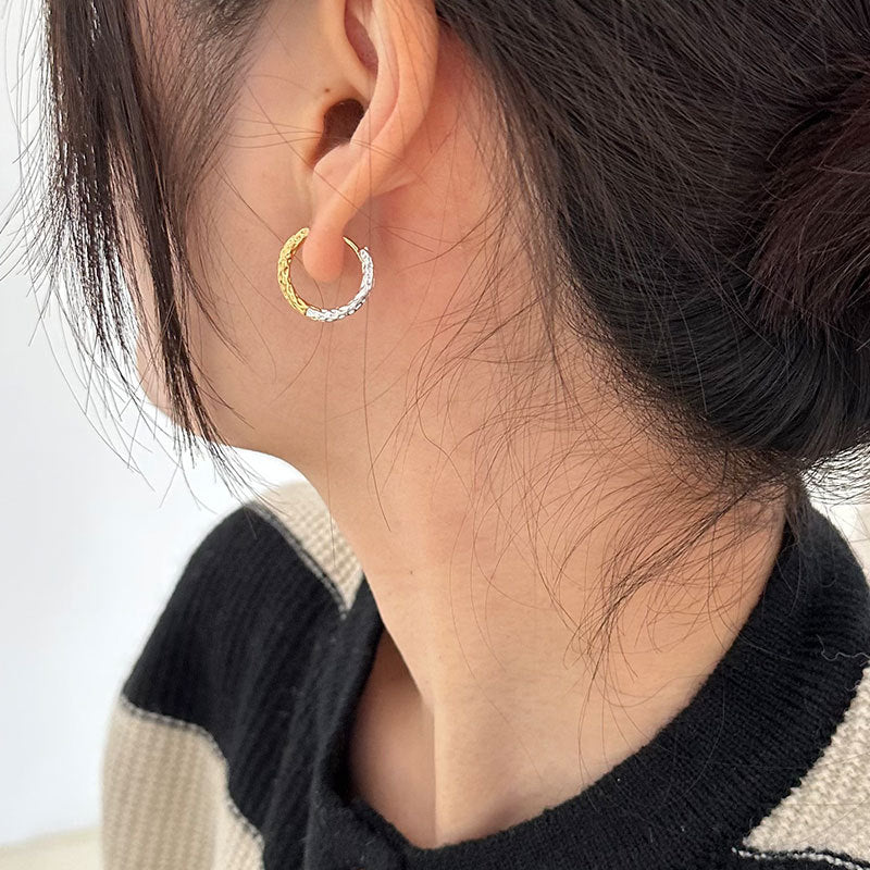 Spiritual Abacus 925 Sterling Silver Gold & Silver Two-Tone Circle Ear Clips for Women