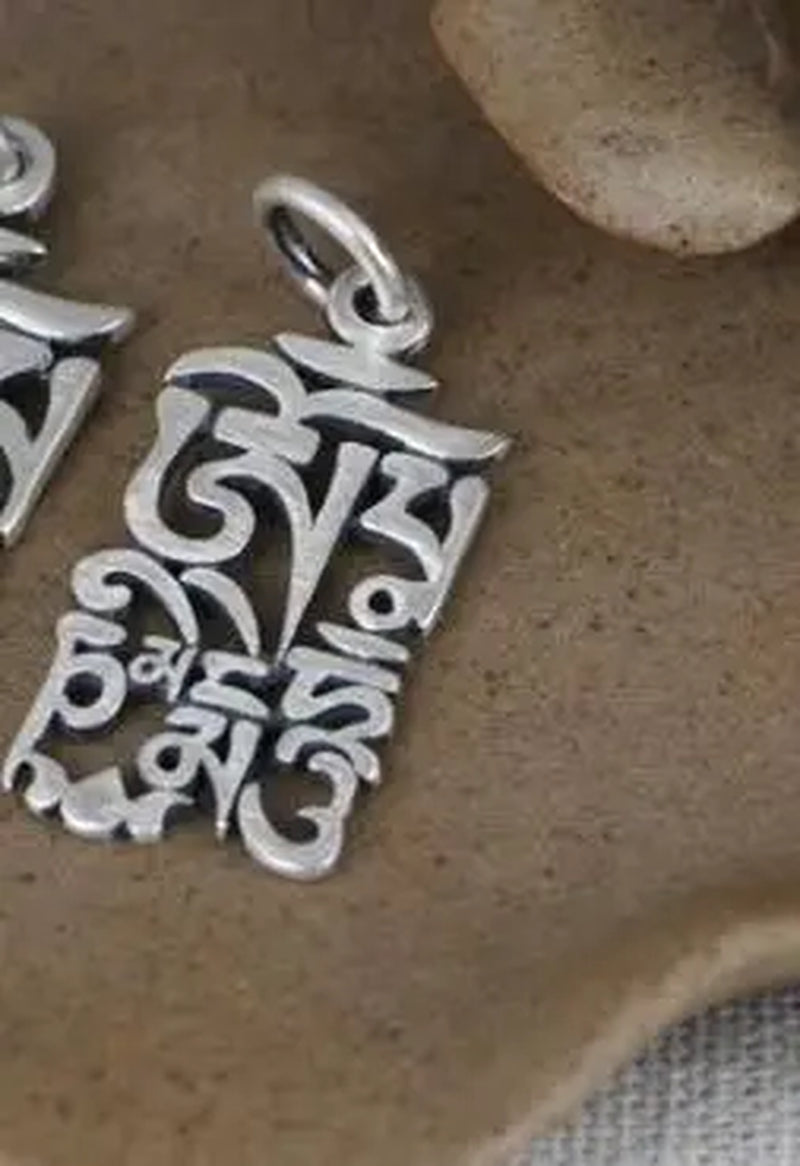 Spiritual Abacus 999 Pure Silver Tibetan Pendant – OM Mani Padme Hum Mantra Amulet for Protection & Good Luck
