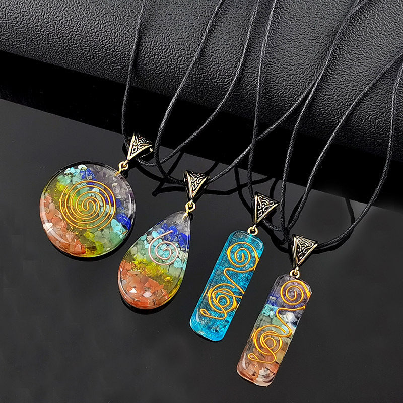 Spiritual Abacus™ Natural Crystal Orgone Seven-Chakra Pendant