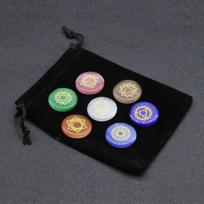 Spiritual Abacus Seven Opal Chakra Stone Set with Flannel Wish Bag