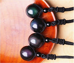 Spiritual Abacus™ Rainbow Eye Obsidian Pendant Necklace – Natural Good Luck Pearl Amulet for Women
