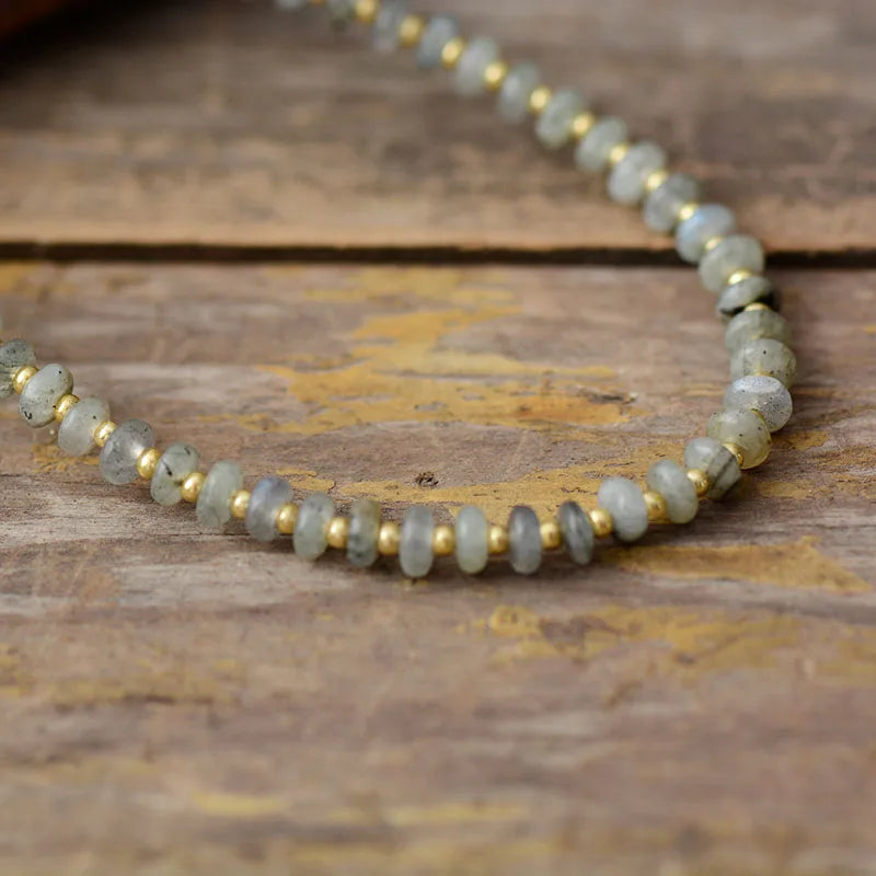 💎 Spiritual Abacus Natural Stone Beaded Choker – Minimalist Collar Necklace for Women