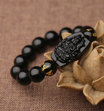 Spiritual Abacus™ Obsidian Buddha Bracelet – Grounding & Mindfulness Beaded Jewelry