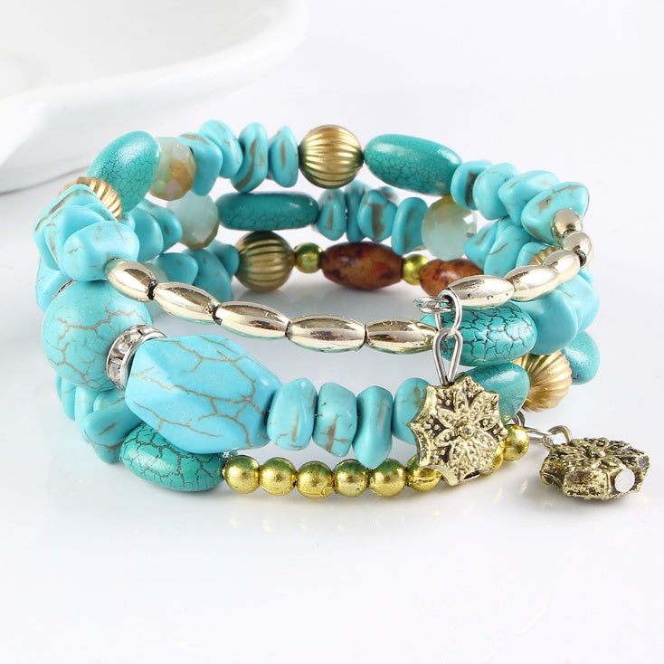 Spiritual Abacus™ Natural Pine Agate Beaded Wrap Bracelet