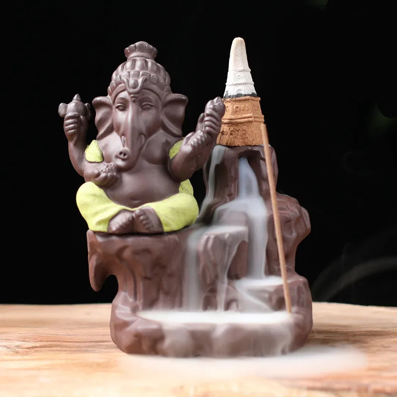 Spiritual Abacus Ganesha Backflow Incense Burner – Ceramic Waterfall Aromatherapy Censer for Zen Decor & Meditation Spaces