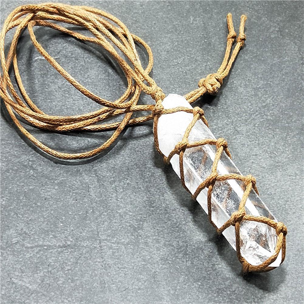 Spiritual Abacus White Crystal Pillar Pendant Necklace | Natural Healing Stone Jewelry
