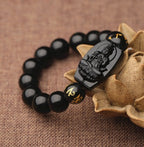 Spiritual Abacus™ Obsidian Buddha Bracelet – Grounding & Mindfulness Beaded Jewelry