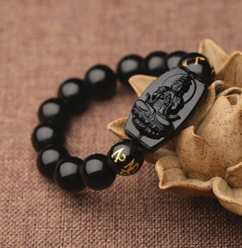 Spiritual Abacus™ Obsidian Buddha Bracelet – Grounding & Mindfulness Beaded Jewelry