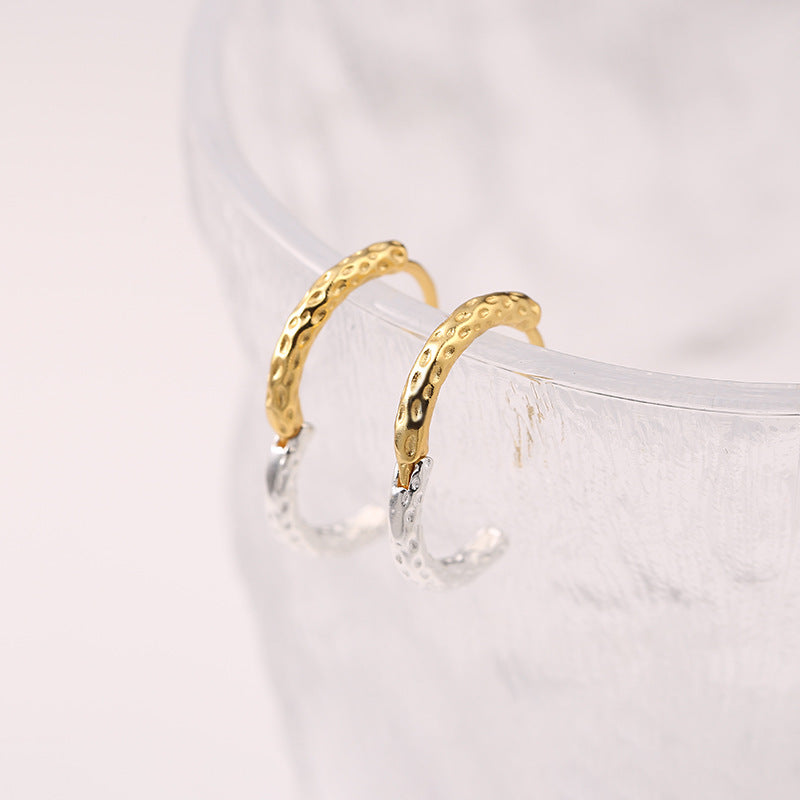 Spiritual Abacus 925 Sterling Silver Gold & Silver Two-Tone Circle Ear Clips for Women