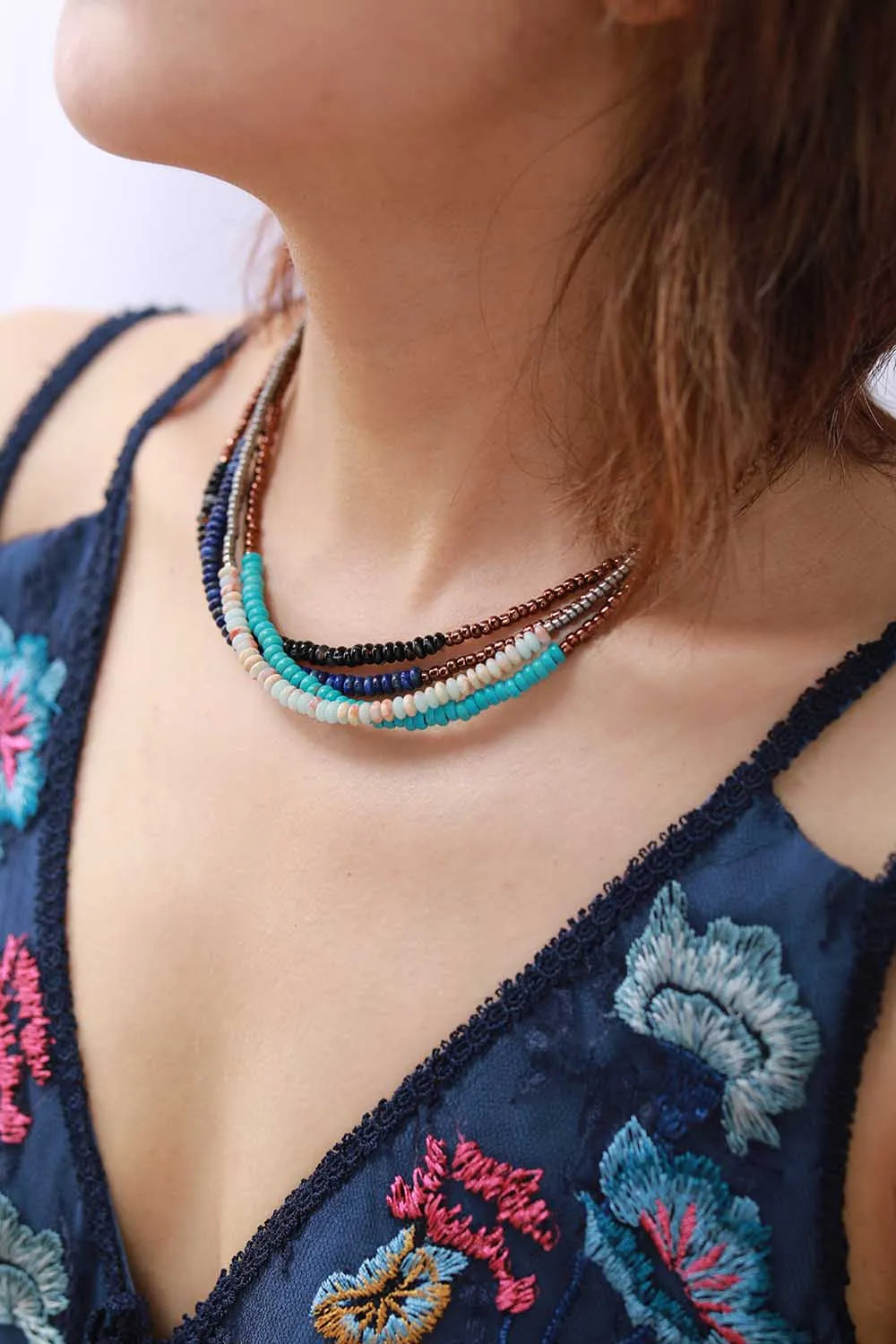 🌼 Spiritual Abacus Boho Seed Bead Choker – Vintage-Inspired Beaded Necklace for Women