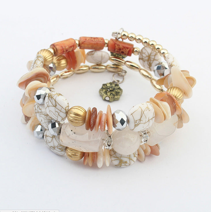 Spiritual Abacus™ Natural Pine Agate Beaded Wrap Bracelet