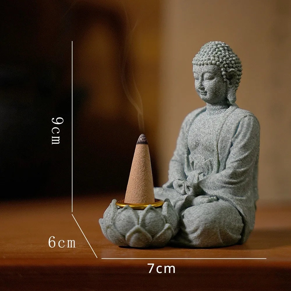 Spiritual Abacus Zen Buddha Incense & Tealight Holder – Garden & Home Meditation Decor for Desk, Porch, Patio, or Altar