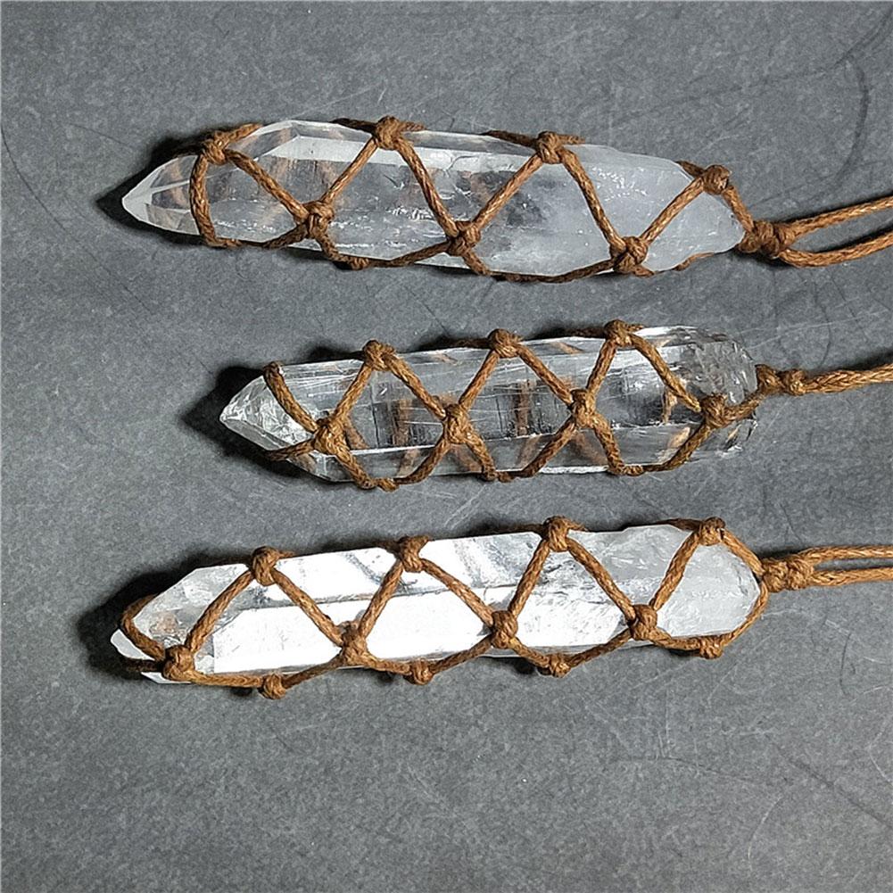 Spiritual Abacus White Crystal Pillar Pendant Necklace | Natural Healing Stone Jewelry