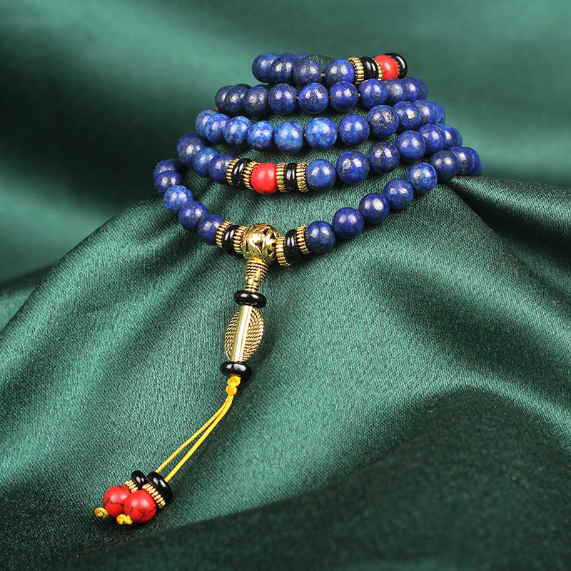 Spiritual Abacus Natural 5A Imperial Lapis Lazuli 108 Beads Bracelet | Healing Crystal Mala
