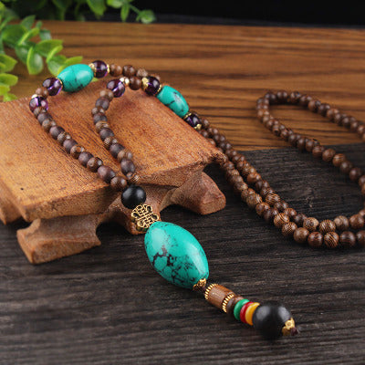 Spiritual Abacus™ Retro Buddha Beads Sweater Chain – Long Boho Meditation Necklace