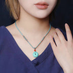 Spiritual Abacus High Porcelain Turquoise Bread Ring Safety Buckle Pendant