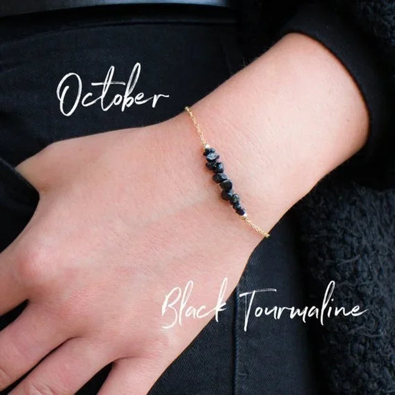 Spiritual Abacus 🖤 Raw Black Tourmaline Healing Crystal Bracelet Chakra Protection Jewelry – October Birthstone Gift