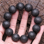 Spiritual Abacus 12-Bead Tibetan Black Wood Bracelet – Genuine Natural Beads for Prayer & Protection