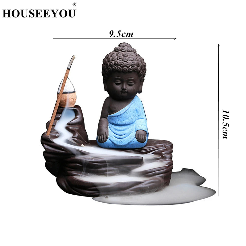 Spiritual Abacus Little Monk Backflow Incense Burner – Small Buddha Zen Aroma Censer for Home, Office, or Teahouse Decor