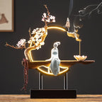 Spiritual Abacus LED Lotus Girl Backflow Incense Burner – USB Ceramic Circle Design with Stick & Cone Holder for Home & Office