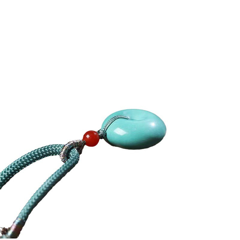 Spiritual Abacus High Porcelain Turquoise Bread Ring Safety Buckle Pendant