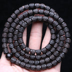 Spiritual Abacus Natural Ebony 108 Mala Beads – Tibetan Six-Character Mantra Turning Wheel Rosary Necklace
