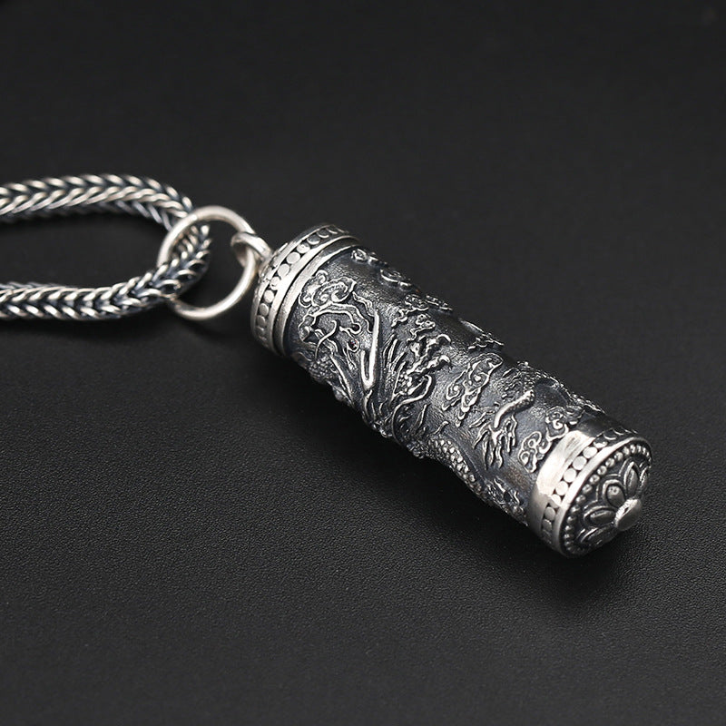 Spiritual Abacus S925 Sterling Silver Tenglong Pattern Buddha Pendant