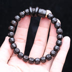 Spiritual Abacus Natural Ebony 108 Mala Beads – Tibetan Six-Character Mantra Turning Wheel Rosary Necklace