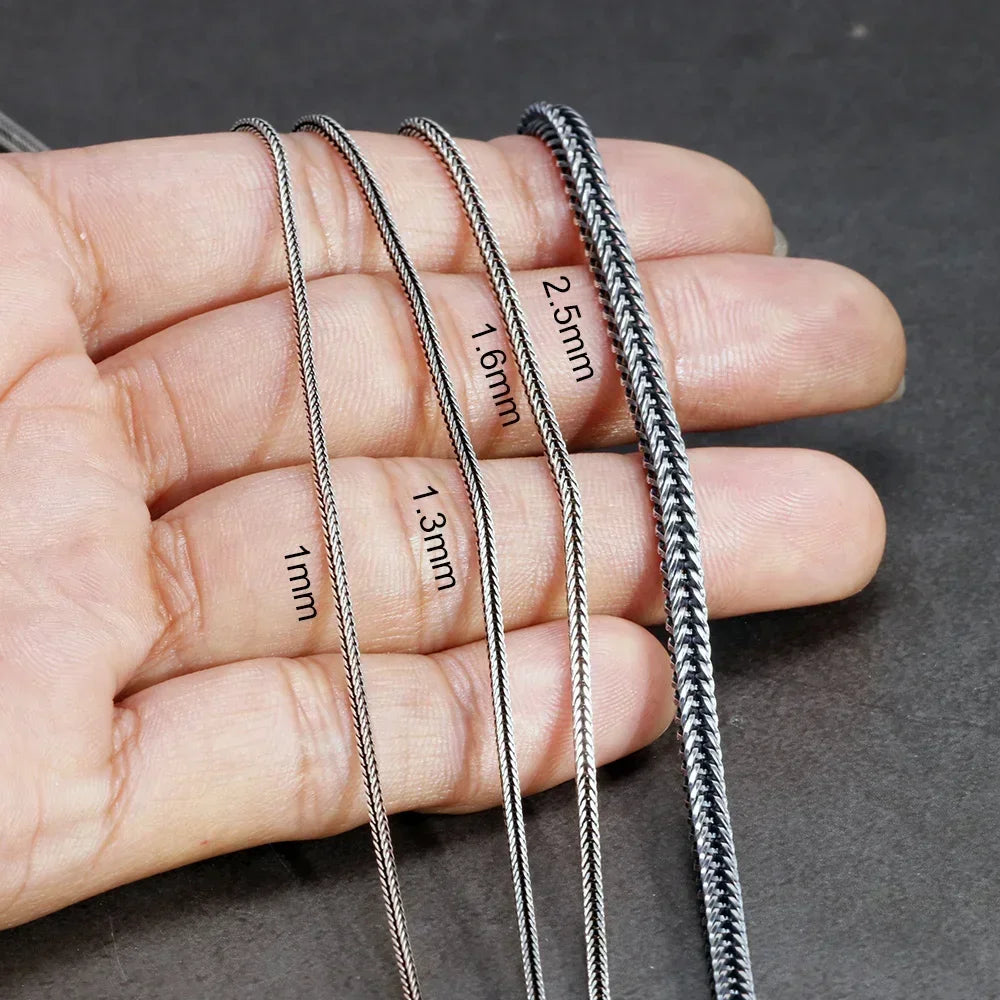 🔗 Spiritual Abacus 925 Sterling Silver Foxtail Chain Necklace – Unisex Vintage Thai Silver Style