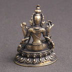 Spiritual Abacus Brass Antique Green Tara Buddha Statue Decoration