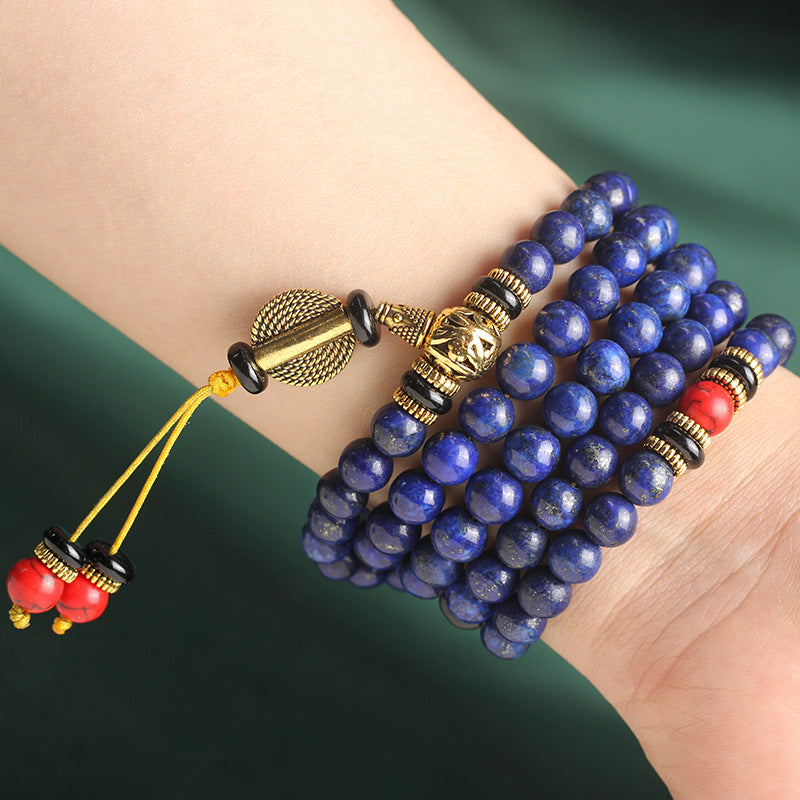 Spiritual Abacus Natural 5A Imperial Lapis Lazuli 108 Beads Bracelet | Healing Crystal Mala