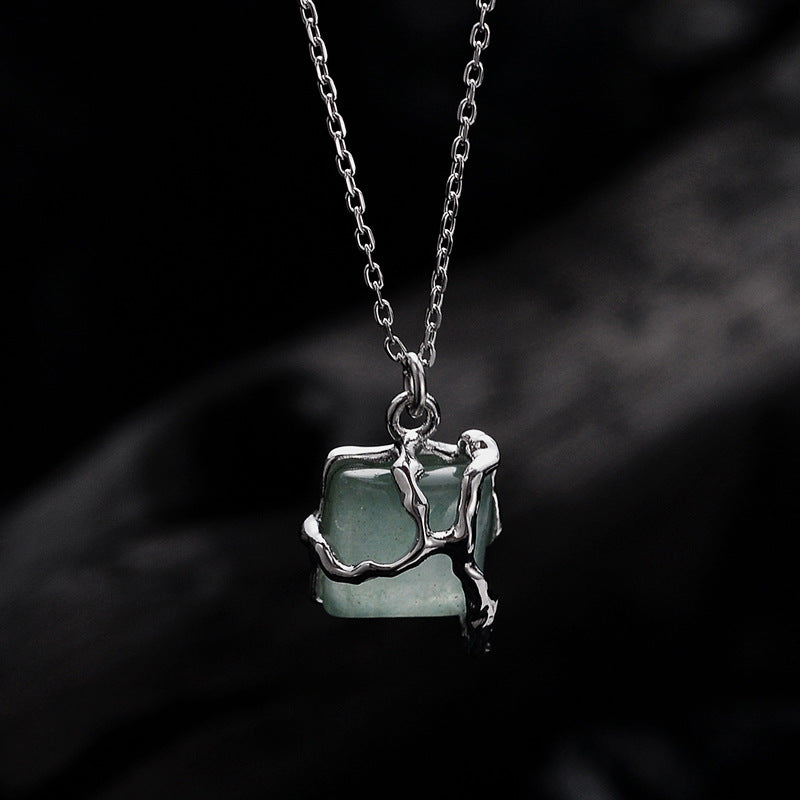 Spiritual Abacus Style Square Bead Green Aventurine Pendant