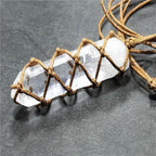 Spiritual Abacus White Crystal Pillar Pendant Necklace | Natural Healing Stone Jewelry