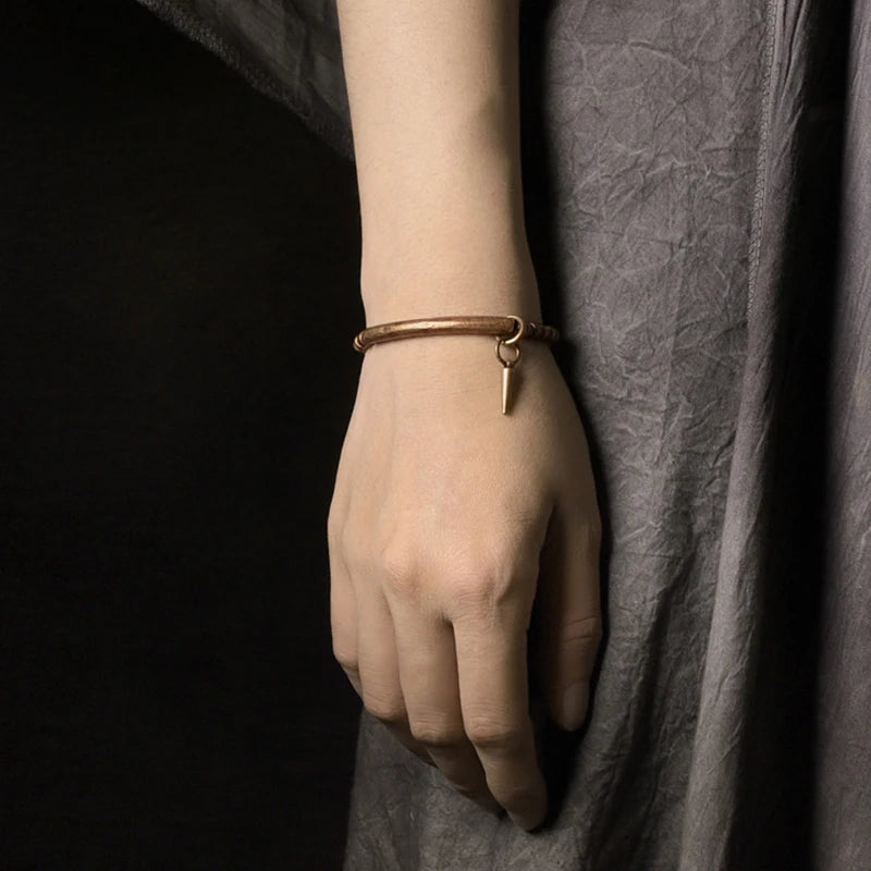 Spiritual Abacus Viking Hammered Copper Bracelet – Hand-Forged Pure Copper Cuff for Men & Women, Retro Oxidized Unisex Jewelry