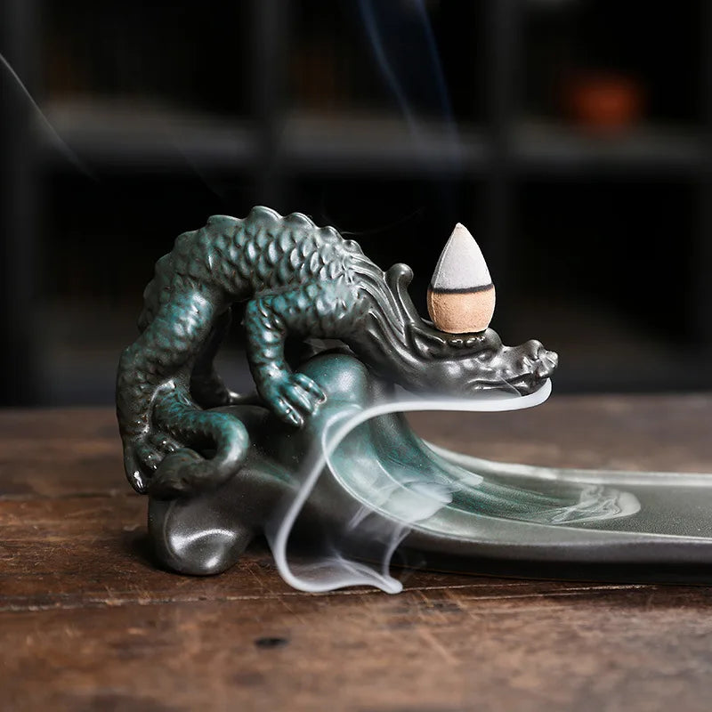 Spiritual Abacus Dragon Backflow Incense Burner – Ceramic Smoke Waterfall for Home Decor & Meditation