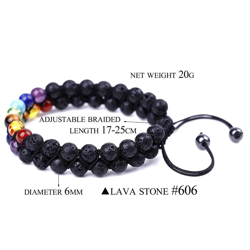 Spiritual Abacus 🌈 Double Layer 7 Chakra Healing Bracelet – Lava Stone & Gem Beads