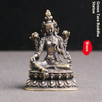 Spiritual Abacus Brass Antique Green Tara Buddha Statue Decoration