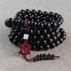 🧘‍♂️ Spiritual Abacus Natural Ebony Wood Mala Bracelet – Buddhist Meditation & Prayer Beads